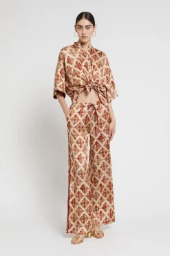 Pantalon large en viscose imprimée
