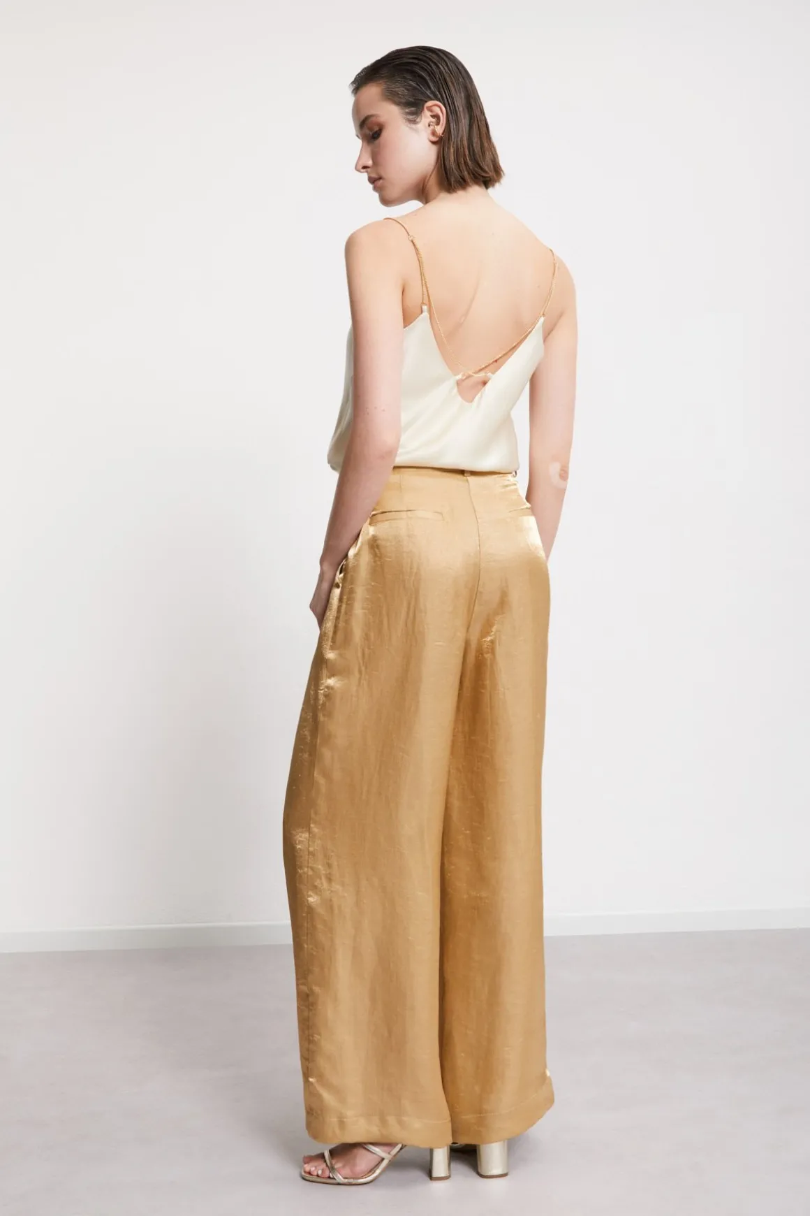 Pantalon large en viscose et lin