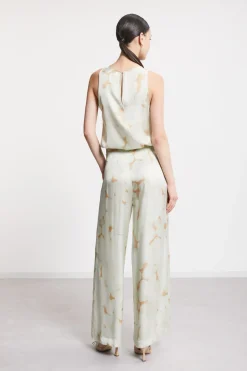 Pantalon large en viscose imprimée