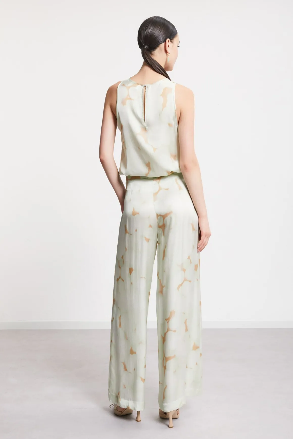 Pantalon large en viscose imprimée