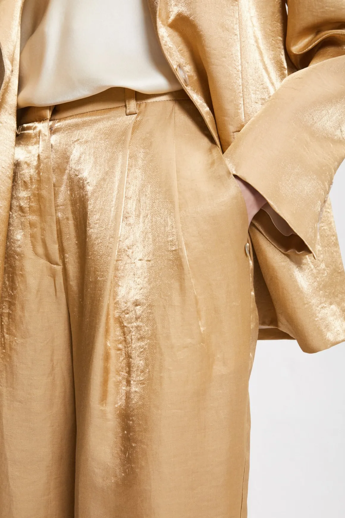 Pantalon large en viscose et lin