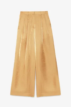Pantalon large en viscose et lin