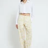Pantalon longueur cheville en popeline imprimée