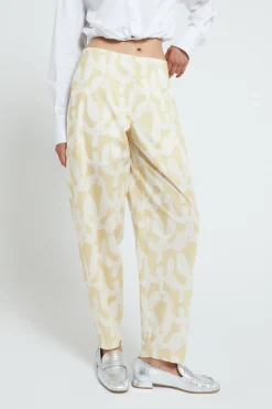 Pantalon longueur cheville en popeline imprimée