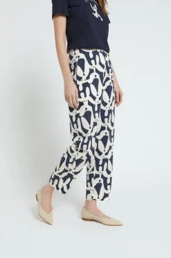 Pantalon longueur cheville en popeline imprimée