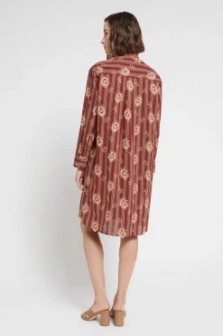 Robe chemisier à rayures en mousseline de coton