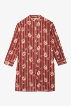 Robe chemisier à rayures en mousseline de coton