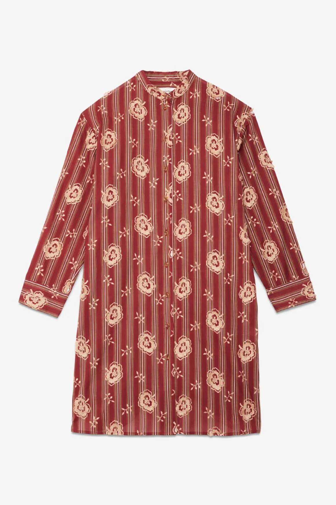 Robe chemisier à rayures en mousseline de coton
