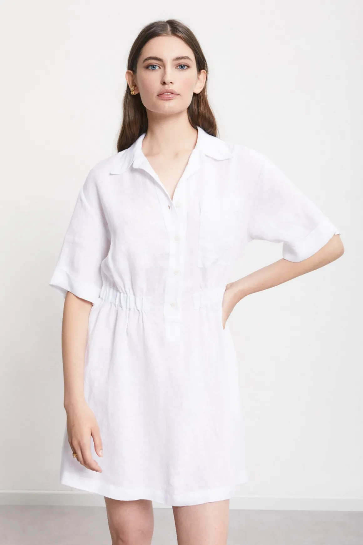 Robe chemisier courte en lin
