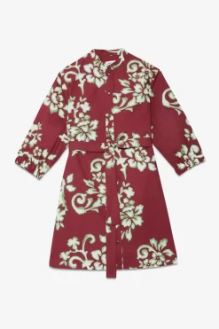 Robe chemisier courte en popeline imprimée avec ceinture bandeau