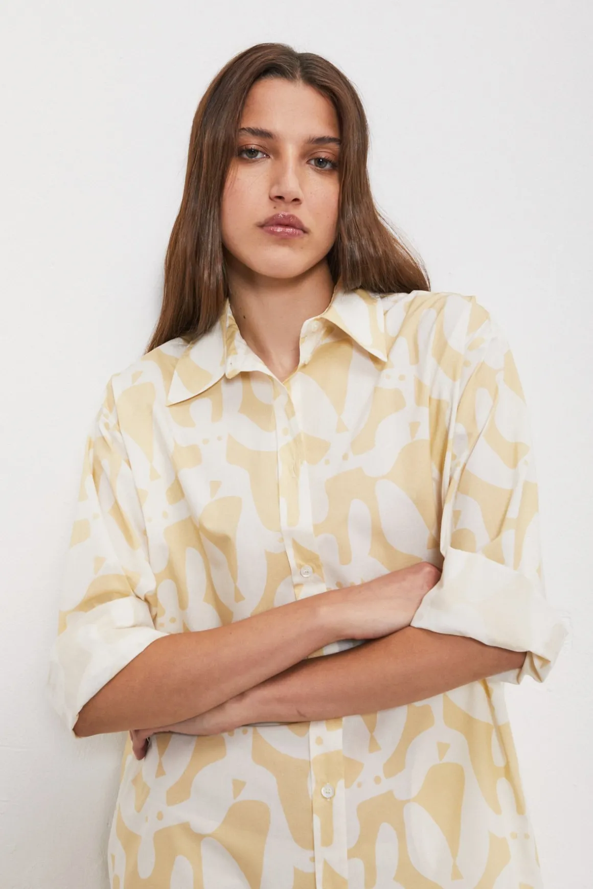 Robe chemisier en popeline imprimée