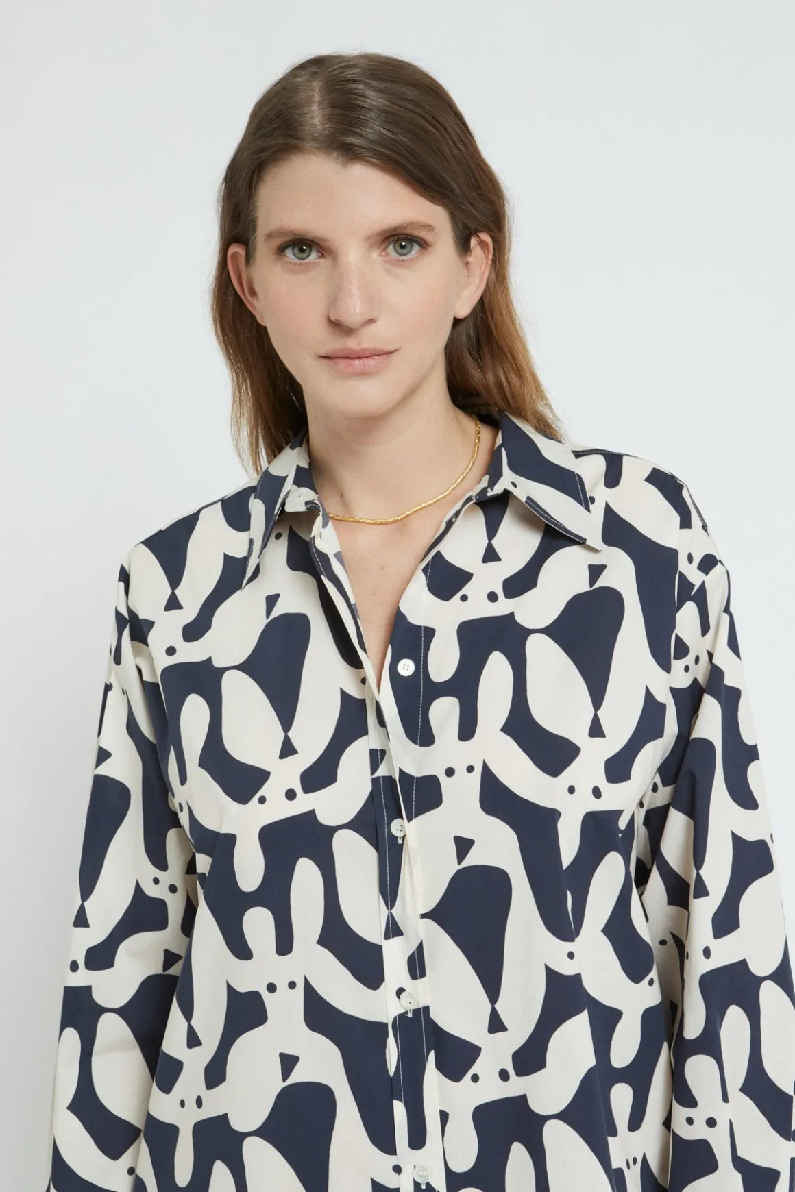 Robe chemisier en popeline imprimée