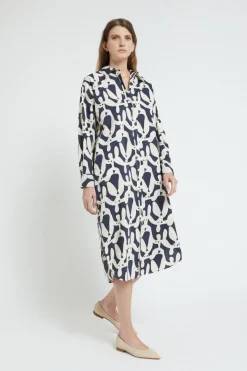 Robe chemisier en popeline imprimée