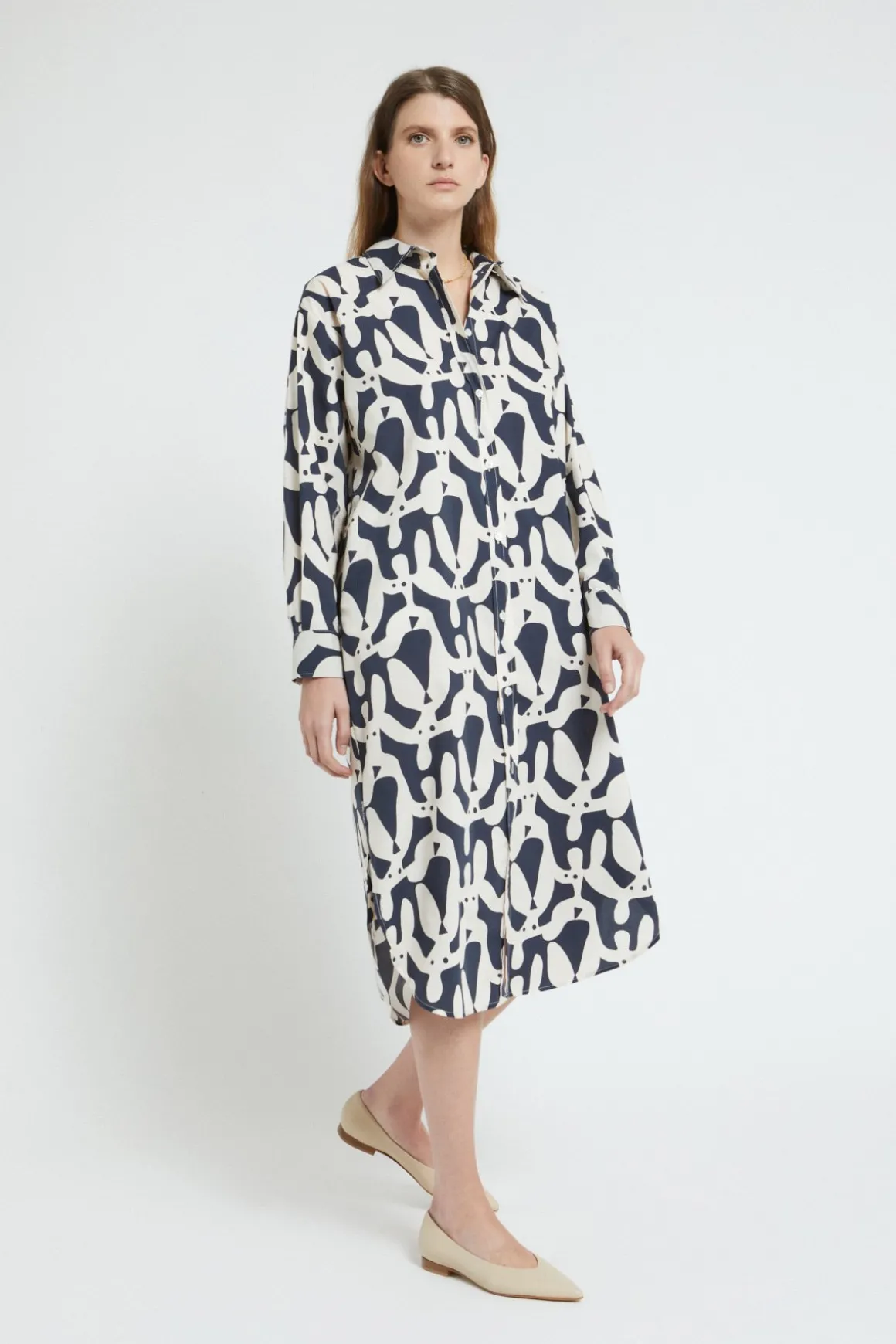 Robe chemisier en popeline imprimée