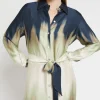 Robe chemisier longue en viscose imprimée
