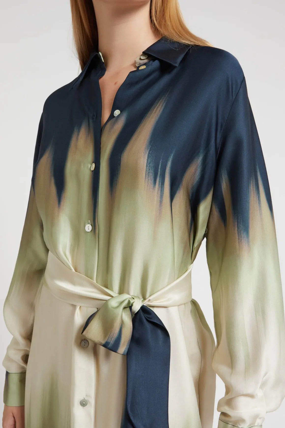 Robe chemisier longue en viscose imprimée
