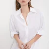 Robe chemisier midi en popeline