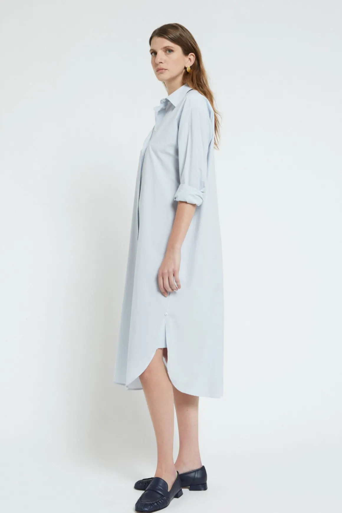 Robe chemisier midi en popeline