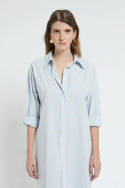 Robe chemisier midi en popeline