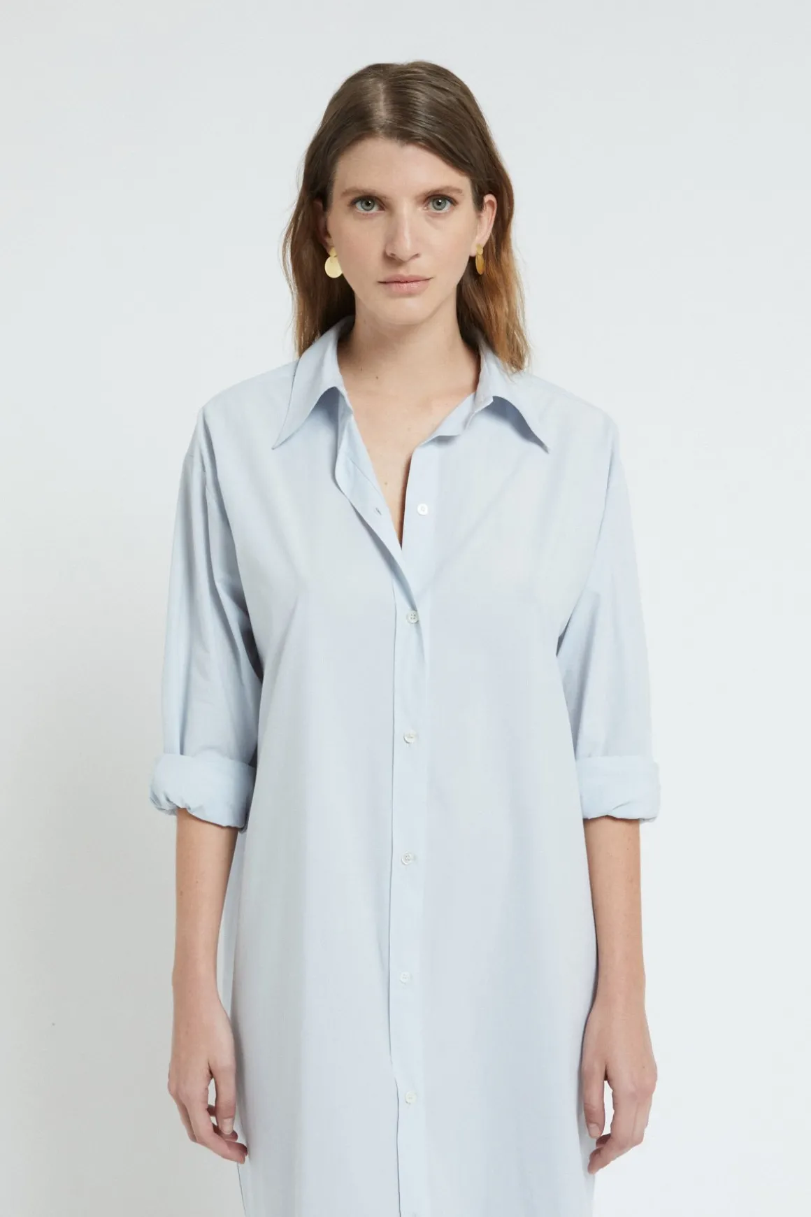 Robe chemisier midi en popeline