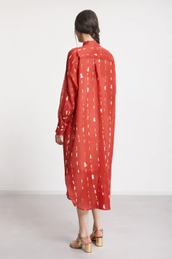 Robe chemisier midi imprimée avec col mao
