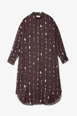 Robe chemisier midi imprimée avec col mao