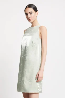 Robe courte en lin et viscose