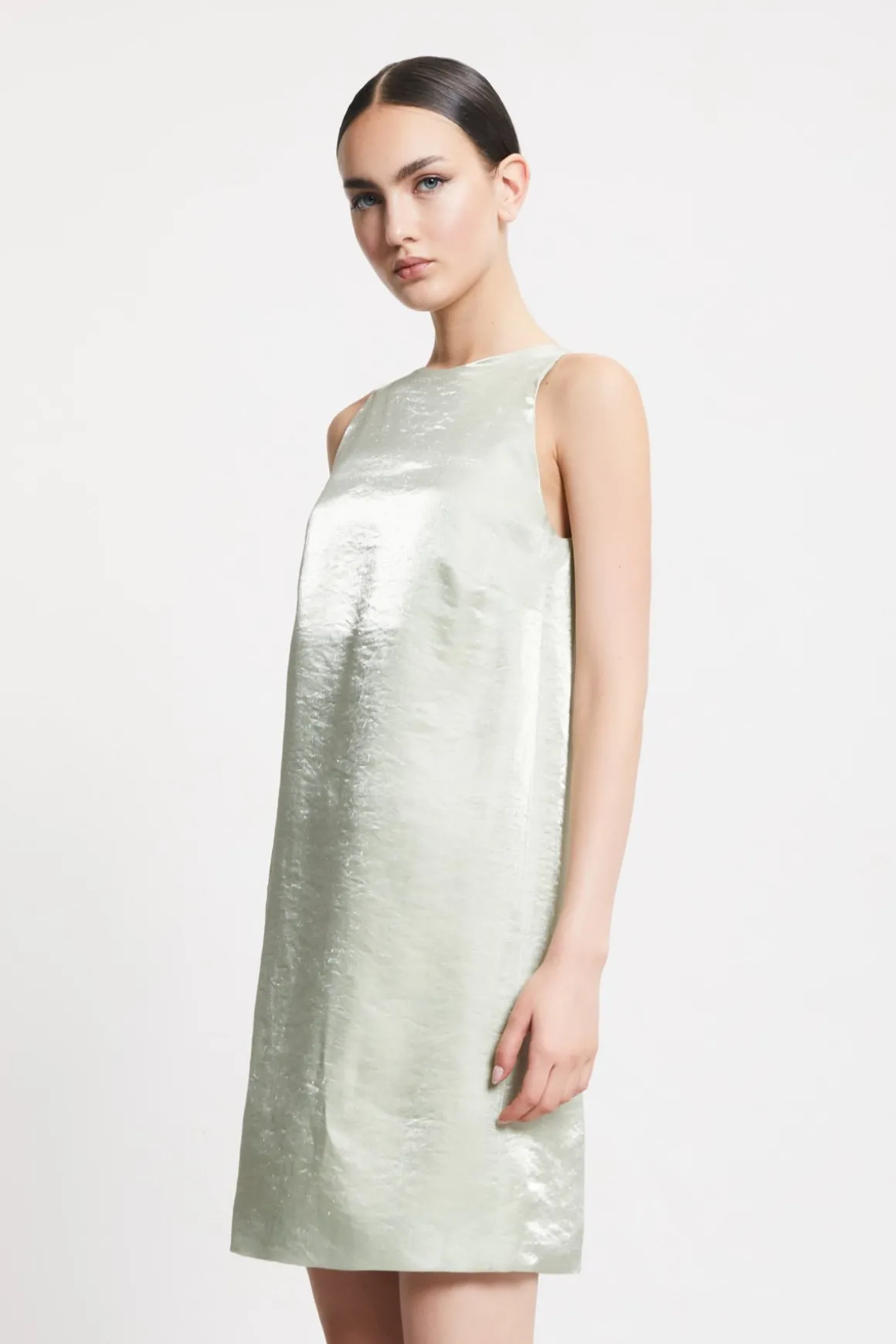 Robe courte en lin et viscose