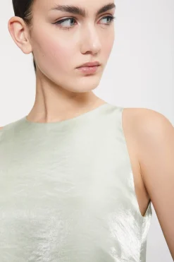 Robe courte en lin et viscose