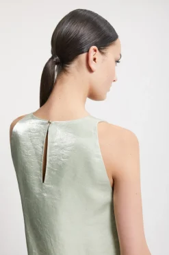 Robe courte en lin et viscose