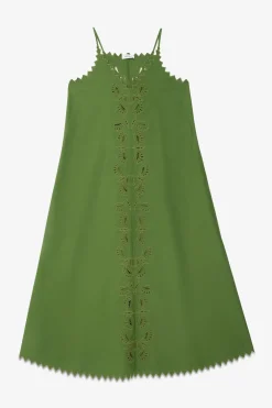 Robe longue en coton avec broderie à oeillets