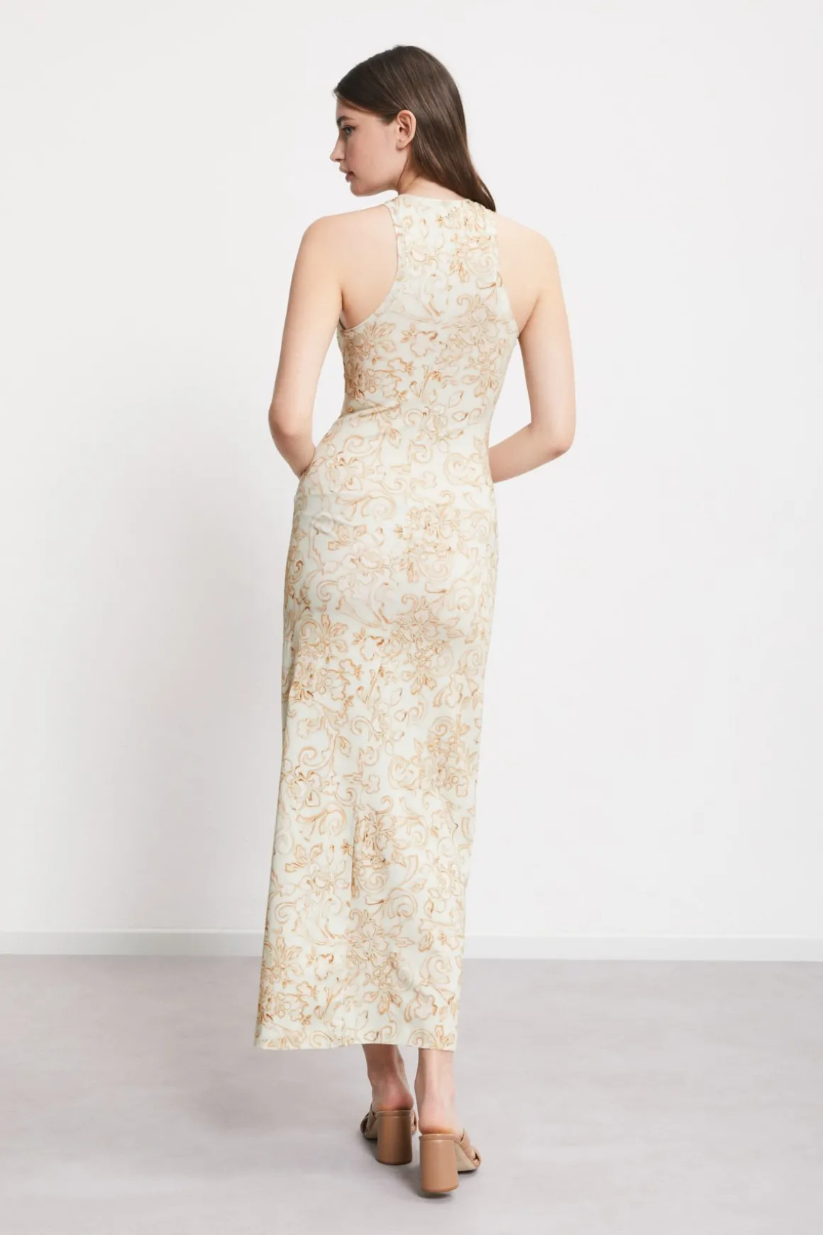Robe longue en jersey de coton imprimé