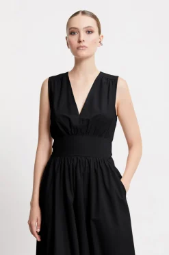 Robe longue en popeline