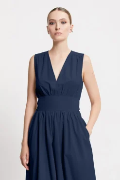 Robe longue en popeline