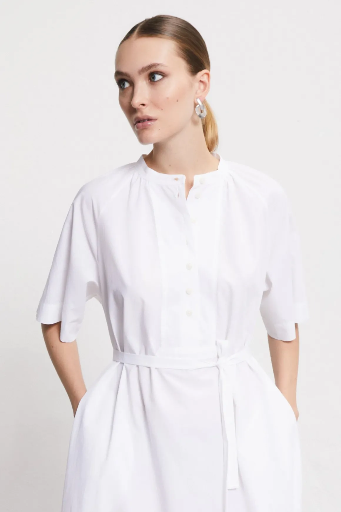 Robe longue en popeline