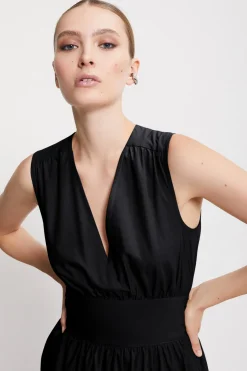Robe longue en popeline