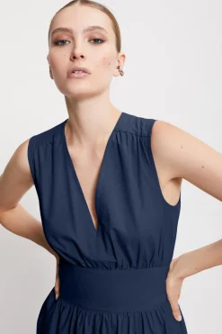 Robe longue en popeline