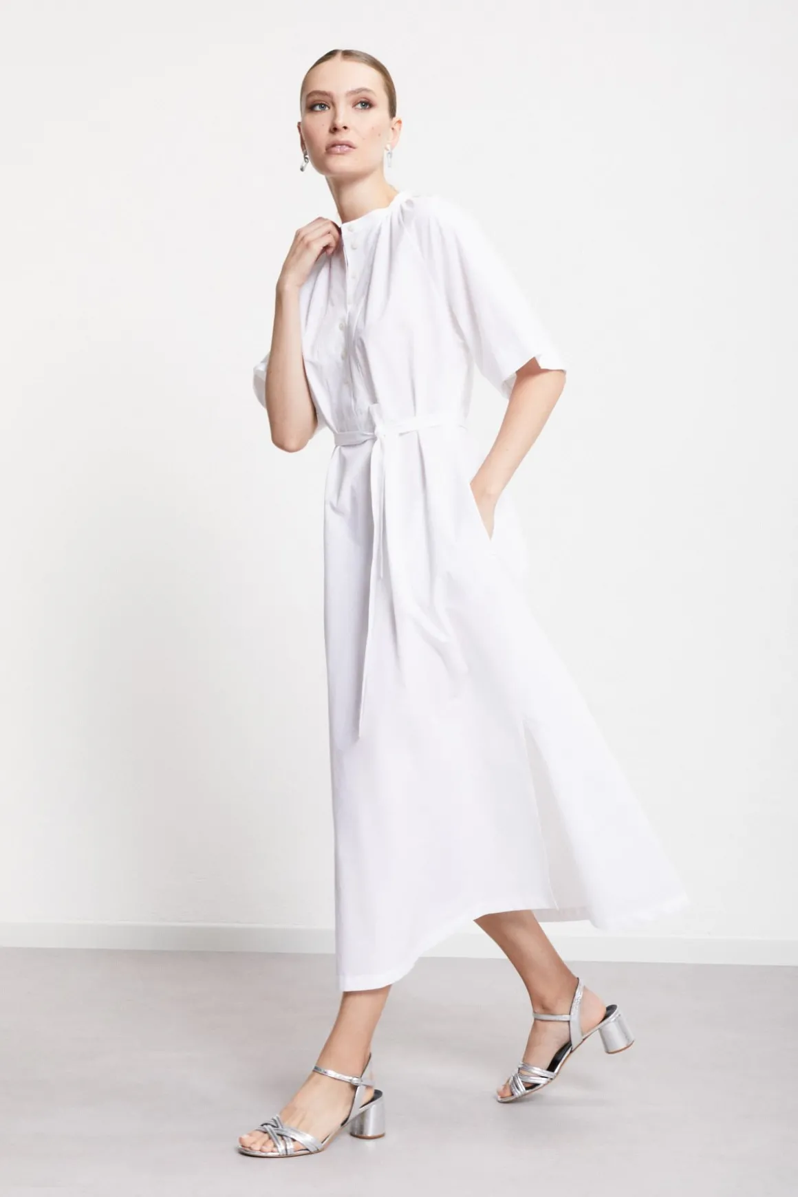 Robe longue en popeline