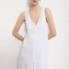 Robe longue en ramie avec lacet coulissant