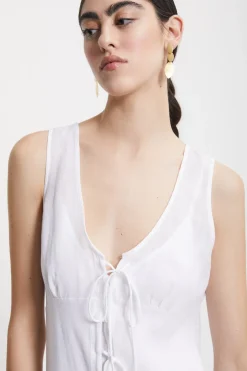 Robe longue en ramie avec lacet coulissant