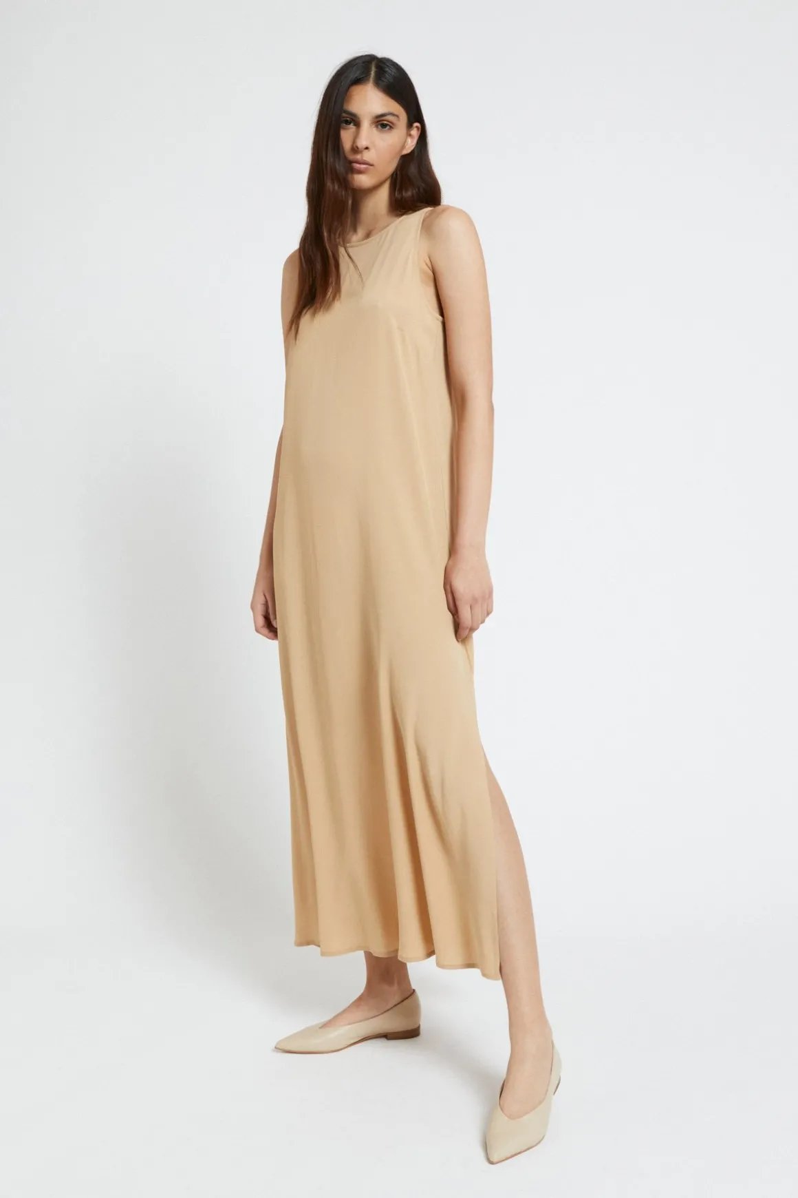 Robe longue en soie mélangée