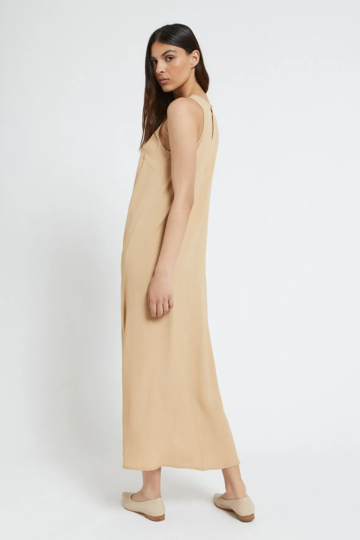Robe longue en soie mélangée