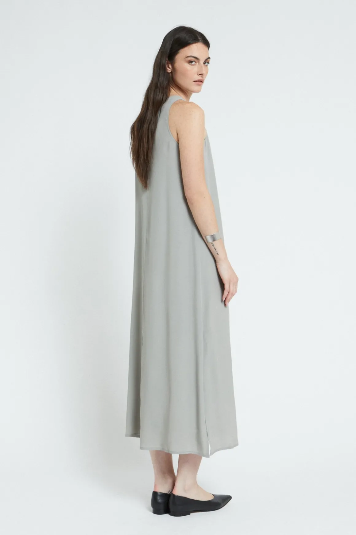 Robe longue en soie mélangée