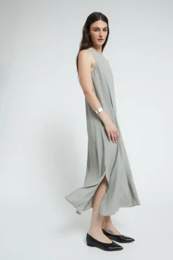 Robe longue en soie mélangée