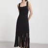 Robe longue en viscose avec franges
