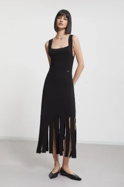 Robe longue en viscose avec franges