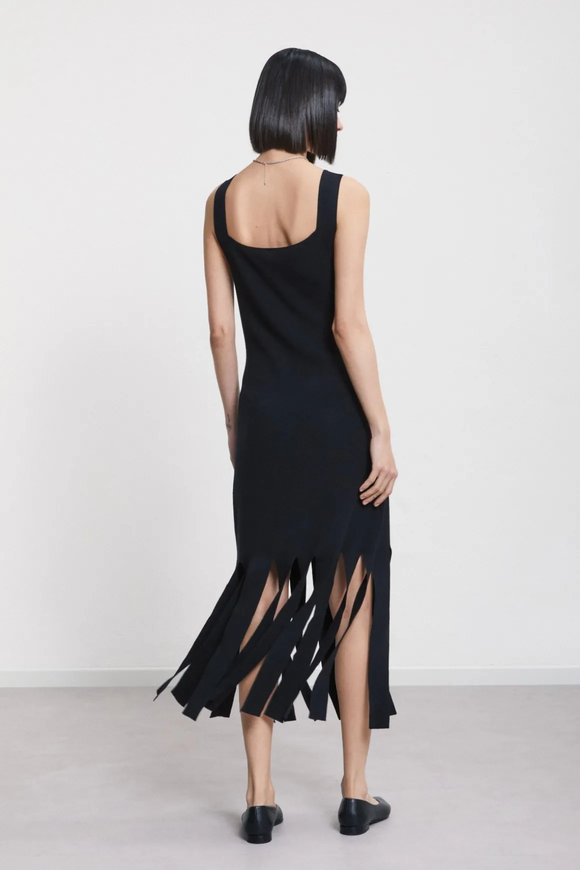 Robe longue en viscose avec franges