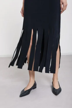 Robe longue en viscose avec franges