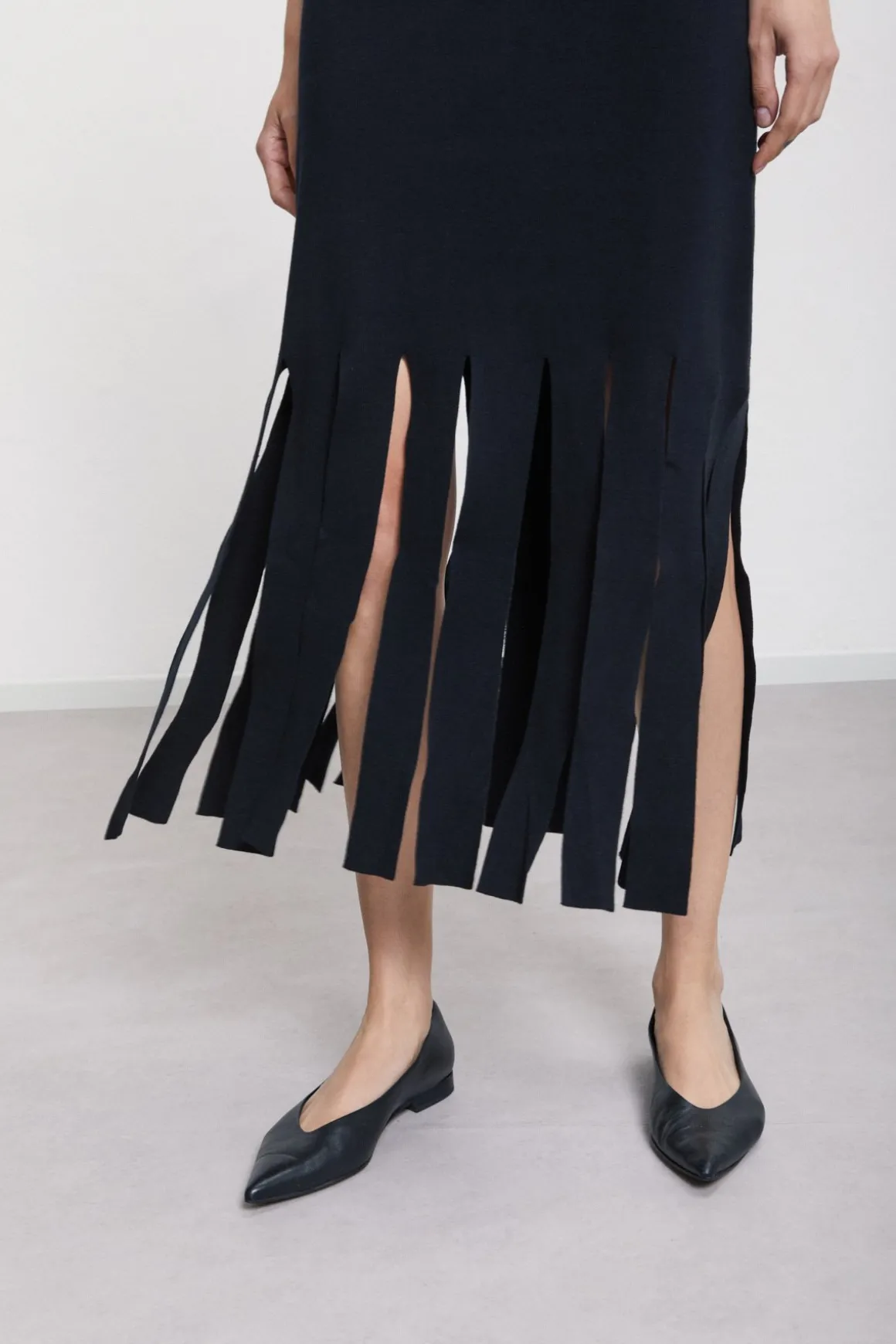 Robe longue en viscose avec franges
