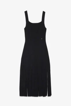 Robe longue en viscose avec franges